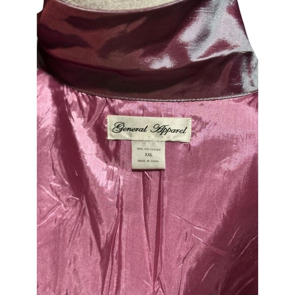 Jacket Blazer Womens Purple Satin Metallic Silky Finish Long Sleeve Purple XXL - Picture 6 of 7